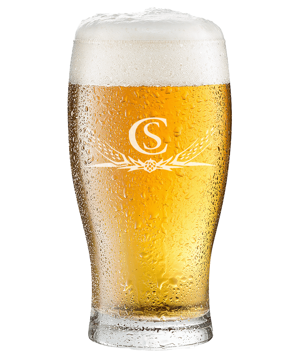 beer glass with logo